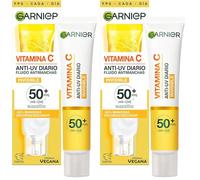 Garnier Vitamina C Fluido Antimanchas Anti-UV Diario Invisible FPS50+ Protege, Previene y Reduce las manchas, para todo tipo de pieles, 40 ml (packaging may vary) (Paquete de 2)