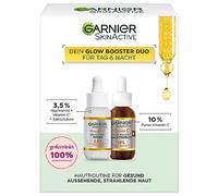 Garnier Vitamina C Glow Booster Suero Duo para día y noche, con suero antioscuros y suero de noche brillante contra manchas oscuras y piel cansada, fórmula vegana, SkinActive, 2 x 30 ml