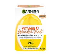 Garnier Vitamina C Wonder Tint All In-1 - Tinte líquido tintado para cuidado diario con SPF 50+ para brillo y uniformidad, tinta de piel con 5% de glicerina, niacinamida y vitamina C contra manchas