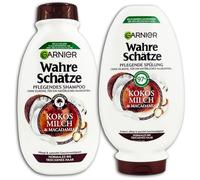 Garnier Wahre Schätze - Juego de 2 productos para el cuidado del cabello (leche de coco y champú de macadamia + acondicionador, 250 + 200 ml)