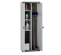Garofalo - Scik Basic Recycled - Armario Alto de Resina con Escobero (PVC) 2 Puertas para Almacenamiento Exterior, Armarios Terraza, Color Gris, V02.17.501