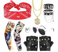 GAROMIA Disfraces De Rock Accesorios Accesorios De Disfraz De Rocker Disfraz Rockero Accesorios Punk Runk Gótico Rockero Kit Accesorios Punk Disfraz De Rock Fiestero Del Año De Los 80's 90's