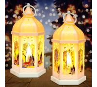 GAROMIA Farol decorativo de Navidad, decoración de Navidad, muñeco de nieve, Papá Noel, luz LED con luz blanca cálida, decoración navideña para interior y exterior