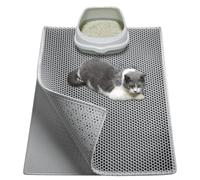 Garoopion Alfombra Arenero Gato, 76x61cm Alfombrilla Arenero Gato, Impermeable Alfombra Arena Gatos, Diseño de Doble Capa en Forma de Panal, Gris, 1 Lado Conectado