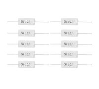 Garosa 10 uds Resistencia de Cemento 5W 5% Óxido de Metal para PCB, Resistencia de Potencia Cerámica Antigolpes y Antiestática (1R)