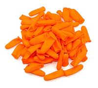 Garosa 100 Piezas Cunas de Dedo Caucho Reutilizable 6.4 * 2.1 Cm Guantes de Pulgar de los Dedos Protores Anharange Anti -Slip para Reparación Electrónica Pintura de Joyería Crafting (ORANGE)