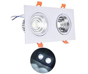 Garosa 2x7W COB Downlight 6000K 100-264V LED Iluminación Empotrada COB Luz Direccional Ajustable Luz de Techo Empotrada Rectangular de Doble Cabezal con Controlador LED para Dormitorio
