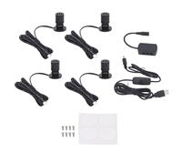 Garosa 4 uds. mini foco LED regulable USB, luces de acento ajustables para vitrinas, armarios y joyeros, 5 V (negro)