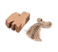 Garosa 50 Cajas de Papel Kraft Marrón para Dulces, Caja de Regalo de Boda Elegante Retro con Cuerda de Cáñamo para Suministros de Fiesta y Ocasiones Especiales