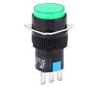 Garosa 5PCS Interruptor de Botón Momentáneo Interruptor de Botón Redondo Metal Plástico Rosca de 16 Mm SPDT 3PIN AC 250V 3A DC 30V 5A para Reparación de Equipos de Panel de Control (GREEN)