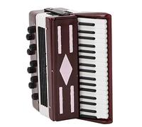 Garosa Acordeón en Miniatura Modelo 6CM Modelo Instrumental Rojo de Madera con Caja Delicada Regalo Musical