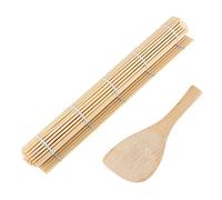 Garosa Bambú Sushi Rolling Kit 4pcs - 2 x Sushi Rolling Mat, 1 x Rice Paddle, Carbonized Rolling Mat, todo natural