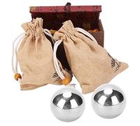 Garosa Bolas de Baoding de Acero Inoxidable, Sólidas, 50mm/2 Pulgadas, 1050g/37oz, para Ejercicio de Manos, Fortalecimiento de Muñeca, Masaje de Salud, Sin Timbre, 2 Unidades