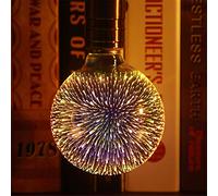 Garosa Bombilla LED de Fuegos Artificiales 3D, Luz Decorativa Colorida Vintage, Ideal para Fiestas y Días Festivos, Base E27, Iluminación Suave y Cálida de 4 W para el Hogar Eventos (E)