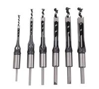 Garosa Broca de Perforación de Cincel de Morteo de Agujero Cuadrado de Acero de Alta Velocidad para Carpintería de Madera, 6 Piezas Establecidas 1/4-5/8 Pulgadas, Herramientas Eficientes de