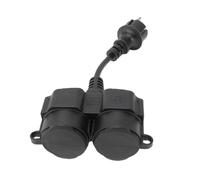 Garosa Cable de Alimentación Divisor en Y, Duradero Y Seguro, 16 A, con Cubierta con Bisagras para Viajes Actividades Al Aire Libre, Color Negro (Enchufe de la UE)