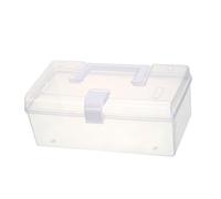 Garosa Caja de Almacenamiento de Plástico Transparente, Organizador de Escritorio Portátil de Gran Capacidad con Mango Resistente para Almacenar Medicamentos, Papelería de Oficina y (L)