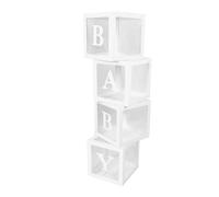 Garosa Caja de Globos Transparente de 4 Uds., Decoración de Globos de Papel con Letras para Propuestas y Eventos de Baby Shower (WHITE)
