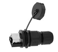 Garosa Conector RJ45 Conector Ethernet IP67 Acoplador Roscado de 8 Pines PC Termoplástico Retardante de Llama Adaptador de Instalación de Poste de 180 Grados para Uso en Redes Al Aire Libre