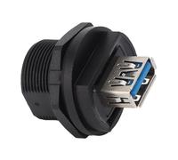 Garosa Conector USB 3.0 Doble Hembra, Adaptador Roscado Resistente Al Agua, Transferencia Rápida de Datos 5Gbps para Uso Industrial, Fácil Instalación, Compatible con USB 2.0