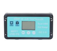 Garosa Controlador de Carga Solar MPPT de 12 V y 24 V, USB PD QC3.0 de Aluminio con Pantalla LCD para una Gestión Eficiente de las Energías Renovables (40A)