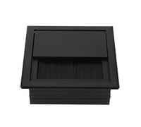 Garosa Cubierta de Orificio para Ojal de Cable de Alambre de Aluminio, Cepillo Abierto, Instalación Sencilla, 3,15 X 3,15 Pulgadas, Ideal para Gabinetes de TV y Escritorios de Oficina (Negro