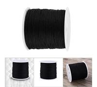 Garosa Cuerda de Satén de Nylon, Hilo de Ribete de de Rata para Nudos Chinos, Kumihimo, Macramé de Satén de de Rata, Fabricación de Joyas, Costura Negra 100 m x 0.8 mm (Black)