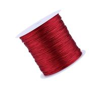 Garosa Cuerda de Satén Nylon Hilo Ribete Rata para Macramé Kumihimo Joyería Manualidades Roja 100m 0.8mm