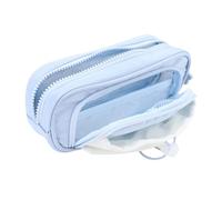 Garosa de Lápiz de Cordón de Gran Capacidad, Bolsa de Pluma de Tela a Prueba de Agua para la Escuela de Oficina con 2 Compartimentos con Cremallera, Azul