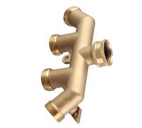 Garosa Divisor de Manguera de Latón para Jardín, Conector de 4 Vías NPT 3 4 para Riego de Grifo Al Aire Libre, Lavado de Coches y Riego de Jardines