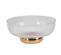 Garosa Frutero Decorativo con Agujeros de Drenaje, Base Resistente, Cuenco Transparente con Textura Glacial, PP PET, para Ensalada de Frutas y Verduras, Decoración del Hogar de Cocina (GOLD)