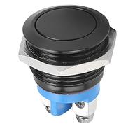 Garosa Interruptor de Botón de Metal de Acero Inoxidable Cabeza Redonda Plana 220V con Buen Rendimiento, Instalación Fácil para Entornos Húmedos (Black)