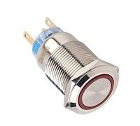 Garosa Interruptor de Botón LED de 19 Mm, Interruptor de Bloqueo Automático de Acero Inoxidable, IP65 a Prueba de Agua para Uso en Exteriores, 12-24 V, Perfecto para Aplicaciones Automotrices (rojo)