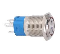 Garosa Interruptor de Botón Pulsador de Acero Inoxidable 16 Mm 5 Pines Cabeza Plana Auto Reinicio Luz Roja 12 VCC 1NO1NC IP65 para Paneles de Control Equipos Electrónicos de Bricolaje (rojo)