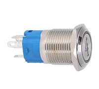 Garosa Interruptor de Botón Pulsador de Acero Inoxidable 16 Mm 5 Pines Cabeza Plana Auto Reinicio Luz Roja 12 VCC 1NO1NC IP65 para Paneles de Control Equipos Electrónicos de Bricolaje (WHITE)