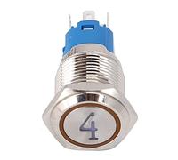 Garosa Interruptor de Botón Pulsador de Acero Inoxidable 16 Mm 5 Pines Cabeza Plana Auto Reinicio Luz Roja 12 VCC 1NO1NC IP65 para Paneles de Control Equipos Electrónicos de Bricolaje (YELLOW)