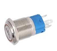 Garosa Interruptor de Botón Pulsador de Acero Inoxidable 16 Mm 5 Pines Cabeza Plana Auto Reinicio Luz Roja 12 VCC 1NO1NC IP65 para Paneles de Control Equipos Electrónicos de Bricolaje (YELLOW)