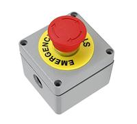 Garosa Interruptor de Parada Momentánea 1NO 1NC, Botón de Emergencia Rojo IP66 a Prueba de Agua, Caja de Aluminio Anti-RI, Interruptor de Señal Industrial con Alta Durabilidad y Seguridad