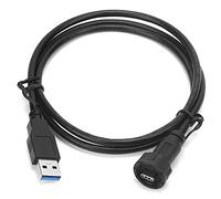Garosa IP67 Agua Conector USB Tipo C Masculino USB 3.0 Cable de Extensión de Montaje del Panel Masculino con Enchufe de Alambre 30V 1.5a para el Equipo Al Aire Libre Equipo IoT Equipo (1M)