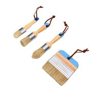 Garosa Juego de 4 Pinceles de Pintura de Tiza, Cabezal de Cepillo Redondo, Tiza con Mango de Madera, Material de Madera de Abedul, Pelo de Cepillo Natural, Diseño Reforzado, para Pintar