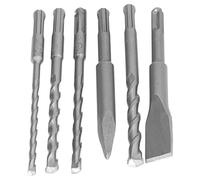 Garosa Juego de Brocas, 6 Piezas Juego de Cinceles de Brocas de Carburo Cementado 40CR con Espiral de 2 Flautas, Cinceles Planos y de Punta Plus de 6 Mm, 8 Mm, 10 y 12 para Trabajos de Albañilería