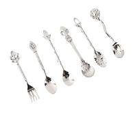 Garosa Juego de Cuchara y Tenedor Vintage de 6 Uds, Cubiertos de Aleación de Zinc con Patrones Exquisitos para Comedor, Cafetería y Bar en Casa (#2)