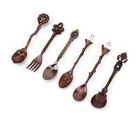 Garosa Juego de Cuchara y Tenedor Vintage de 6 Uds, Cubiertos de Aleación de Zinc con Patrones Exquisitos para Comedor, Cafetería y Bar en Casa (#3)