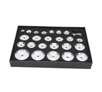 Garosa Juego de Matrices de Prensado de Cajas de Relojes, Kit de 25 Piezas de Aluminio Duradero para Reparación Profesional de Relojes, Incluye Matrices Planas y Redondas, Compatibilidad Universal