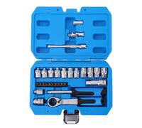 Garosa Juego de Vasos con Trinquete, Accionamiento de 1/4 de Pulgada, 11 Vasos Pasantes de 4 de 5 a 13 Mm con Llave de Trinquete Reversible y 10 Puntas, para Reparación de Automóviles