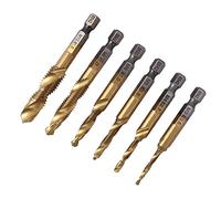 Garosa Kit de Brocas de Combinación Métrica de 6 Piezas de Acero de Alta Velocidad M3 M4 M5 M6 M8 M10 para Tareas Rápidas de Perforación y Roscado