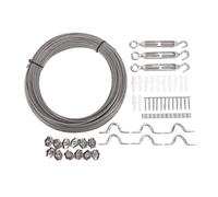 Garosa Kit de Cables de Acero Inoxidable de 50m, Cuerda de Alambre de 2mm con Virolas de Aluminio M2 para Colgar, Atar, Enrejado, Jardinería, Plantas Trepadoras