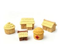 Garosa Kit de Casa de Granja en Miniatura, Silo de Resina, Modelo de Molino de Piedra, Juguete Educativo de Micropaisaje con Plantas Pequeñas, Estructuras Rústicas para Aprendizaje (5 Modelos)