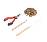 Garosa Kit de Herramientas para Extensión de Cabello, Accesorios Profesionales para Peinado con 200 Anillos de Silicona de 5 Mm, Alicates de Aluminio Livianos y Ganchos de Crochet para Salón o Uso