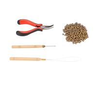 Garosa Kit de Herramientas para Extensión de Cabello, Accesorios Profesionales para Peinado con 200 Anillos de Silicona de 5 Mm, Alicates de Aluminio Livianos y Ganchos de Crochet para Salón o Uso